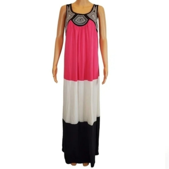 New directions colorblock Sleeveless full length maxi dress - Picture 1 of 7